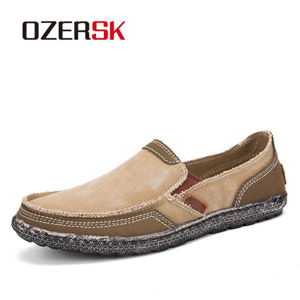 

ozersk handmade canvas men shoes casual men loafers breathable driving shoes moccasins big size 39~47, Black