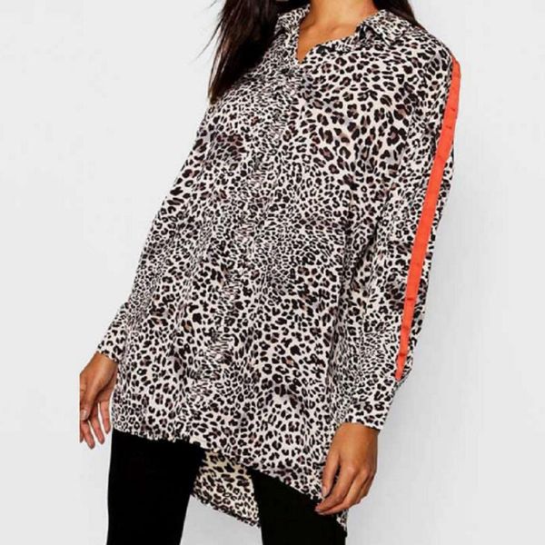 

women's blouses & shirts women summer vintage leopard blouse 2021 casual long sleeve v-neck tunic baggy loose, White