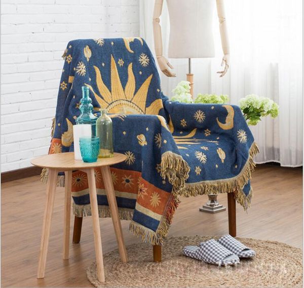 

retro style knitted sofa towel blanket sun-god cover blanket living room bedroom rug soft carpet bedspread tablecloth1
