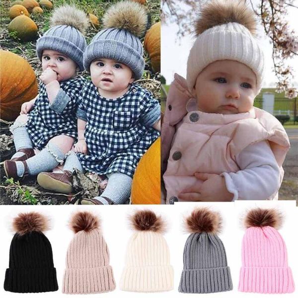 

2020 newborn cute winter kids baby hats knitted wool hemming hat new 9271, Yellow