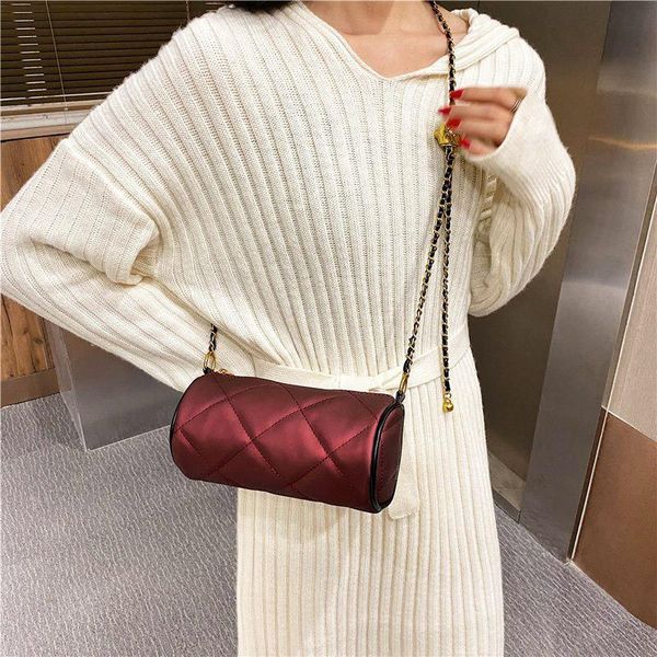 

cylindrical women pu shoulder bags 2020 handbag leather chain messenger bag women fashion bag crossbody pouch