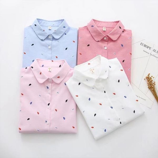 

blouse women 2020 new autumn women long sleeve blouses casual printd cotton oxford shirts blusas femininas clothing, White