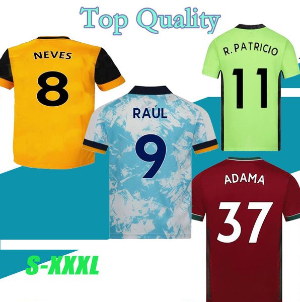 

s-xxxl 20 21 wolves soccer jersey man kit home yellow away j. moutinho raul neves podence football shirts dendoncker adama new wolves, Black;yellow