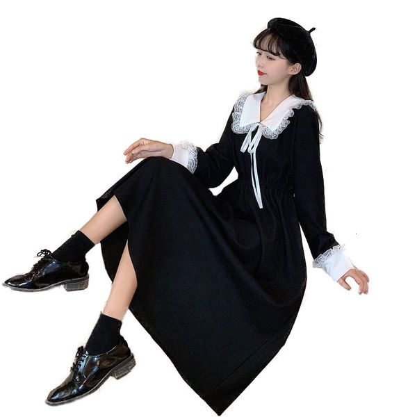 

2021 women's new autumn winter es for women long-sleeved noble french style fashion waist a384 g672, Black;gray
