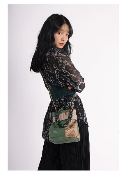 

vintage retro women handbags crocodile pattern bucket bag pu leather shoulder messenger bags lady brown color crossbody bags