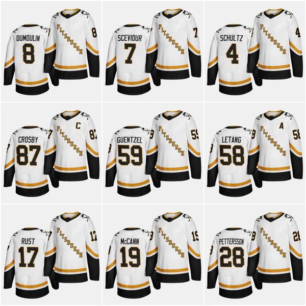 

59 jack genzel pittsburgh penguins 2021 reverse retro jersey 87 sidney crosby 71 evgeni malkin 53 teddy brugg patric hornqvist hockey jersey, Black