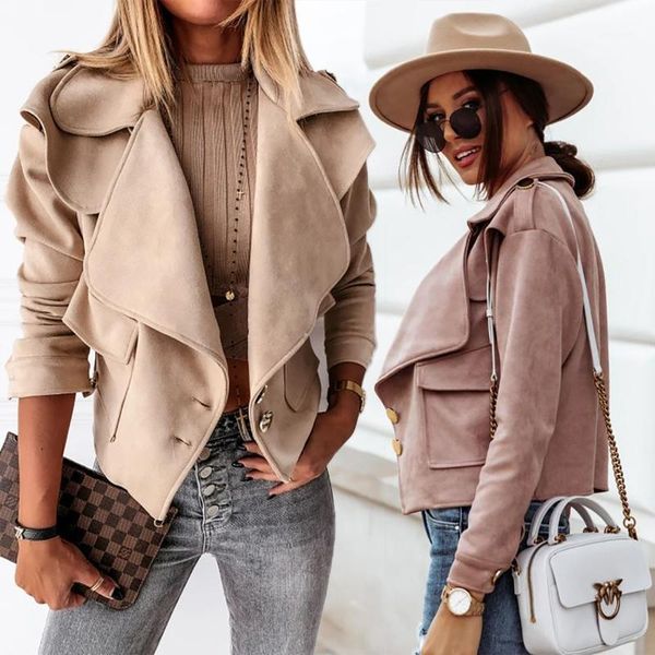 

new fashion women clothes short jacket autumn and winter slim lapel button short coat faux wool handsome ladies 1, Black;brown