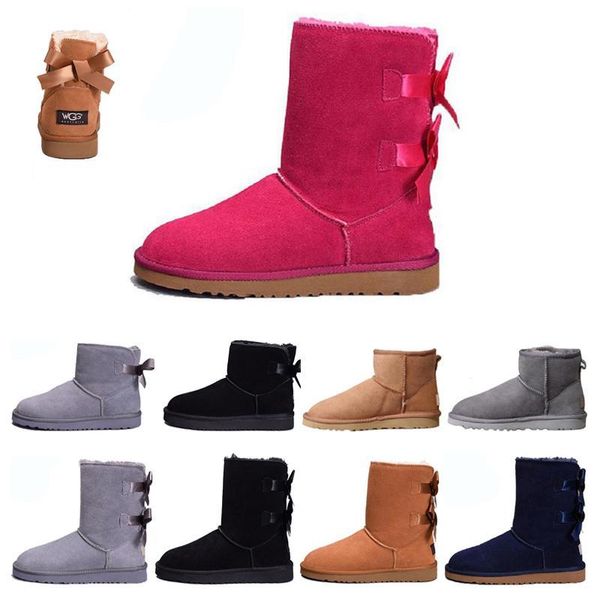 

2020 new women snow boots ankle bow blue mini bow blue mini bow kof women classic shoes size 36-41 outdoor boots, Black