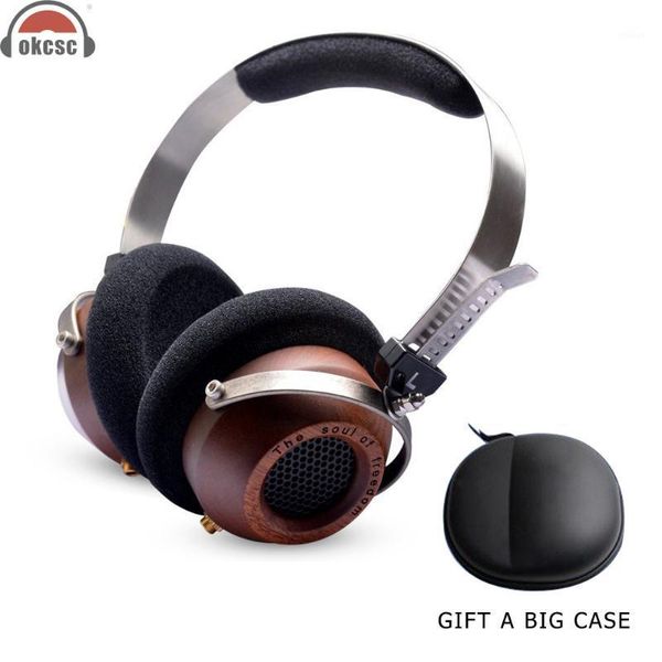 

okcsc m1 wooden hifi headphones diy semi-open-back stereo headset 57mm driver 3.5mm detachable retro-vintage style1