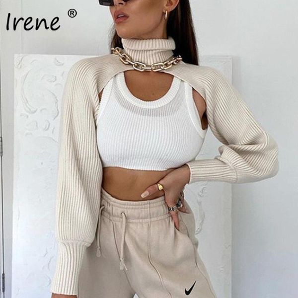 

irene turtlenec knitted women sweater 2020 long sleeve slim black khaki solid pullov hollow out outside winter sweater, White;black