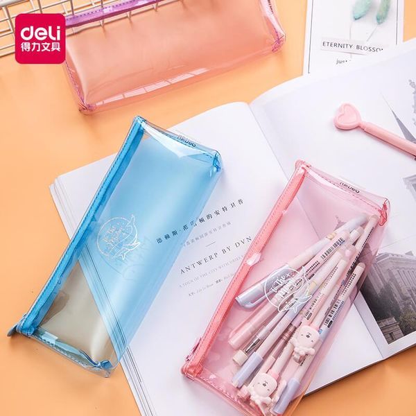 

pencil bags deli 66814/66816 transparetnt case children school stationery fashion bag for kids student kawaii pen bag1