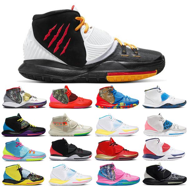 

new mens kyrie 6 sports shoes cny bred eleven houston heal the world tokyo oracle aqua designer trainer sneakers, White;red