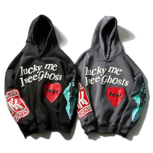 

2021 new luck me i foam printing west hoodie kids see ghosts cpfm.xyz pullover red heart feel kanye sweatshirts zo0y, Black