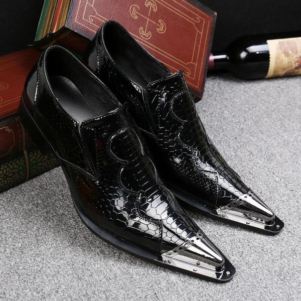 

black iron head steel business casual men's shoes large size shoes trend british leather low