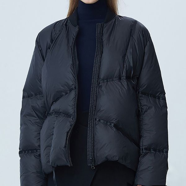 

2021 new female winter coat new 90% white duck down super plus loose solid turtleneck short-collar f8 lhjs, Black