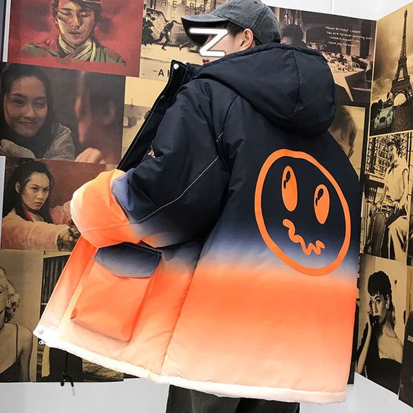 

2021 thicken zipper men warm winter new woman graphic printed coat streetwear man fashion parka clothes ggjl, Black