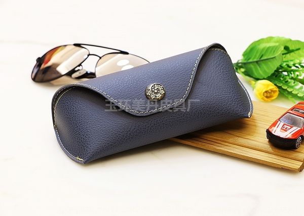 

multiple pattern portable colors litchi copperglasses leather sun sun glasses case sunglasses case triangle, Blue