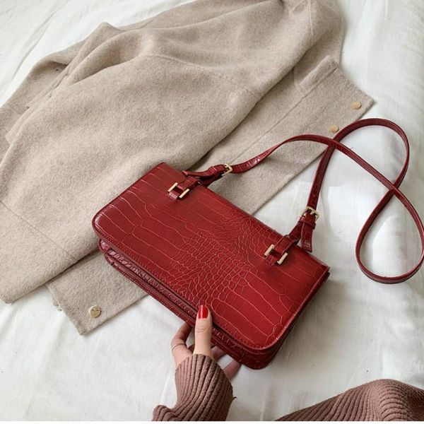

women handbag 2020 new luxury designer fashion crocodile pattern crossbody messenger bag vintage small square shoulder bag