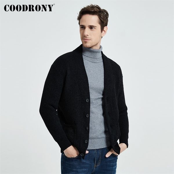 

coodrony turtleneck sweater coat men fashion streetwear cardigan men autumn winter new arrival soft warm knitted cardigans c1195 201124, White;black