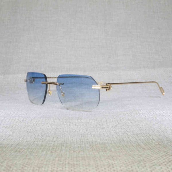 

2022 factory wholesale glasses vintage rimless square sunglasses men oculos lens shape shade metal frame clear glasses for reading gafas wom, White;black
