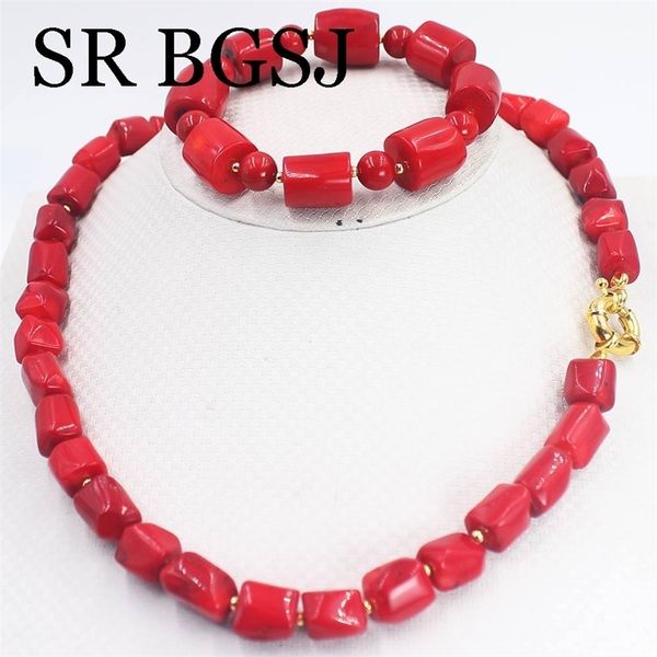 

gold beads orange red necklace bracelet women jewelry natual coral set 201222, Slivery;crystal