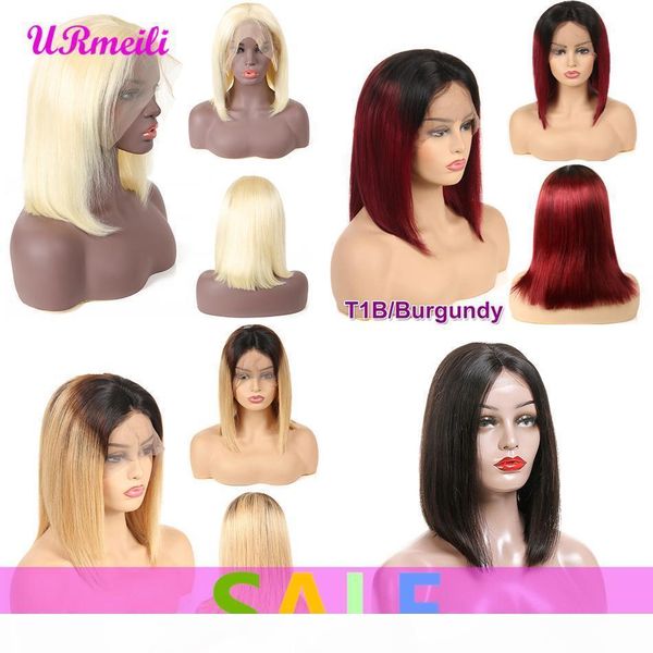 

bob wig short human hair wigs for black women 150% density malaysian remy bob 13x4 lace front human hair wigs with baby hair, Black;brown
