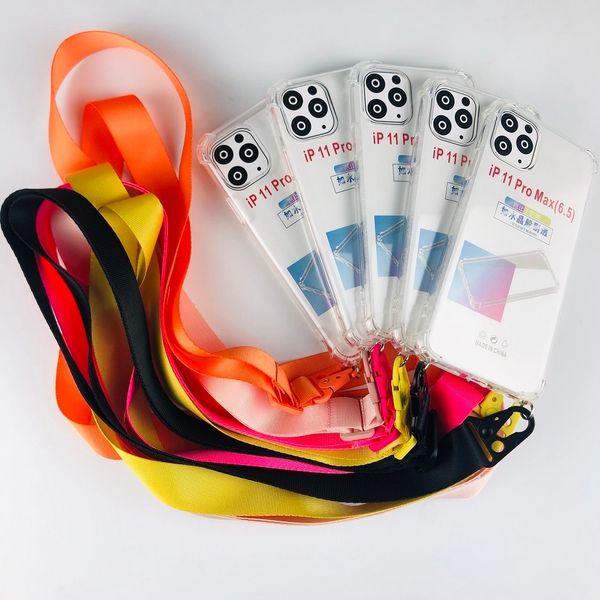 

tpu case for transparent iphone 11 x xs max xr 8 7 6 6s plus lanyards crossbody necklace cord with rope back cover