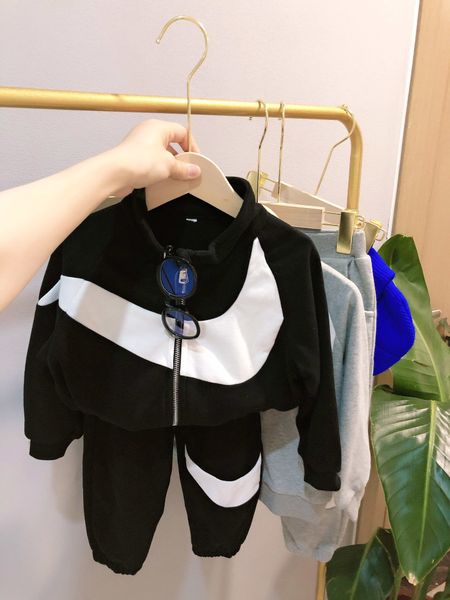 

kids sport style tracksuits boys girls faashion jacekts + trousers two pieces sets children jackets joggers kids clothing suits new, Blue;gray