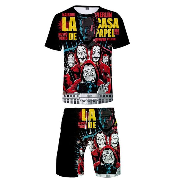 

la casa de papel two sets 3d print money heist the house of paper t shirt shorts suit high bbytdo lg2010, Gray