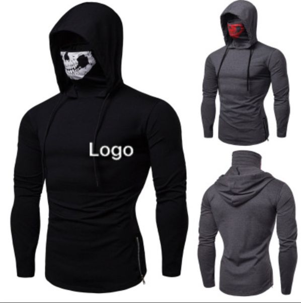 

sym customized winter men's personalized mask sweater skull print oversized long sleeve pullover hoodies8uy, Black
