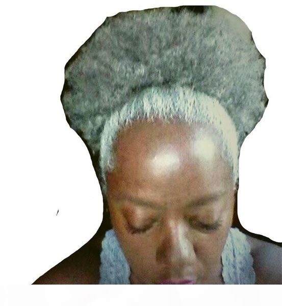 

custom grey hair curls colored clip ponytail extensions grey hair highlight drawstring afro gray ponytail hairpiece clip in hair extensions, Black