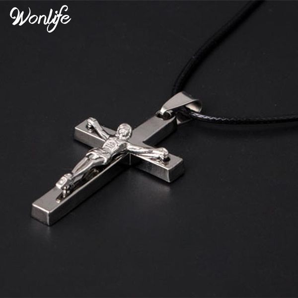 

pendant necklaces brand necklace silver color jewelry antique cross crucifix jesus for women men