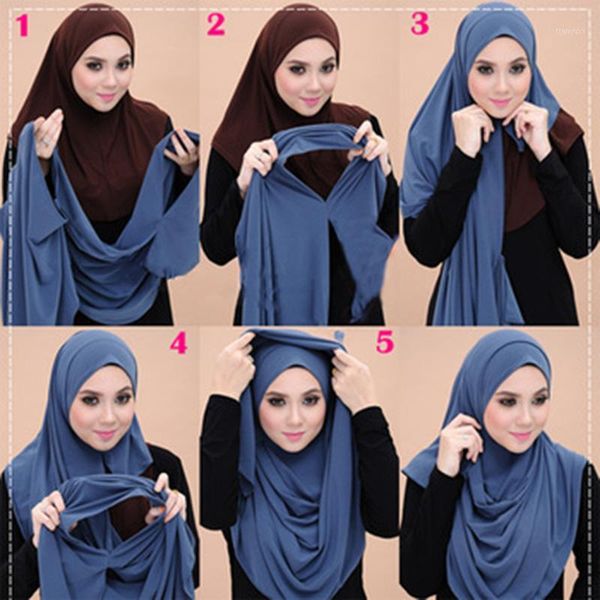 

2019 muslim double loop chiffon hijab scarf femme musulman wrap head scarves islamic headscarf malaysia hijab female foulard1, Red
