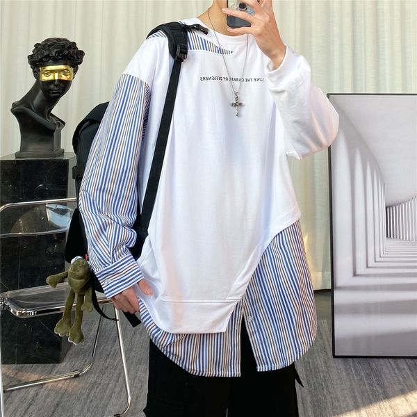 

2021 new spring new neutral style listing two striped hoodies in cotton fashion around the neck hip xeur, Black