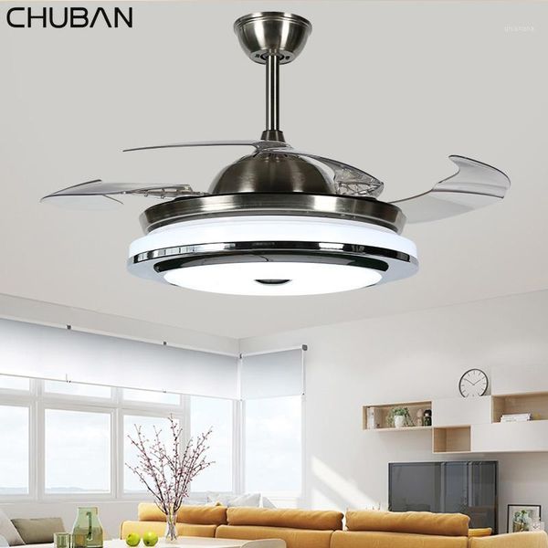 

modern invisible ceiling fan lights acrylic leaf led ceiling fans wireless control fan with light 110v 220v1