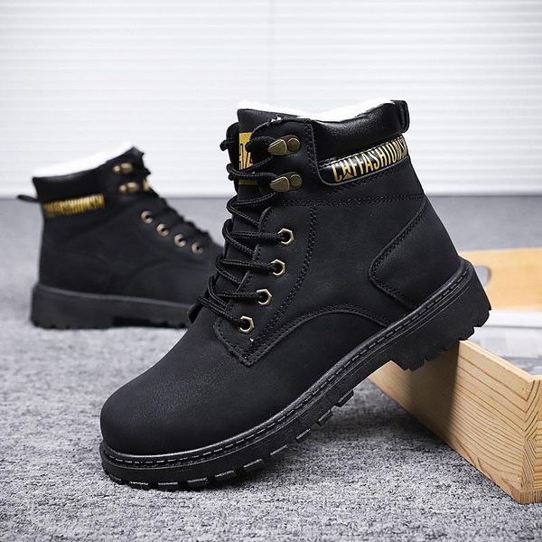 

winter snow boots women fashion work booties ankle plush keep warm woman shoes waterproof sneakers ladies shoe tenis feminino, Black