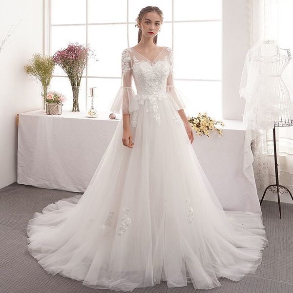 

2021 new dress low-cut v wedding gown dressed as a bride re3e, Blue;red