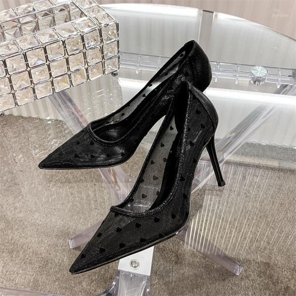 

kmeioo classic black heart-shaped pumps women shallow high heels pointed toe thin heel dress shoes prom stiletto1
