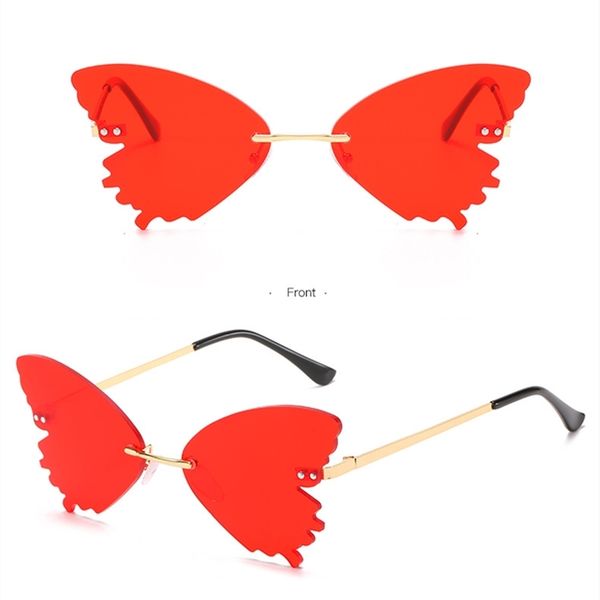 

new personalized butterfly style women's colorful ocean film frameless sunglasses ins wind glasses, White;black