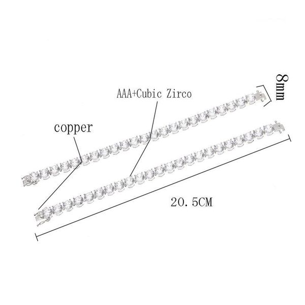 

hip hop a row of 8mm zircon round bracelet miami cuba chain link ice out men's charm bracelet wmtcqz, Black