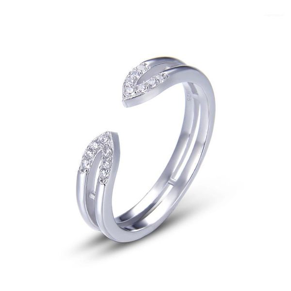 

Wholesale Jewelry Ring for Women Sterling Silver Open Ring Finger Accessory Silver Adjustable S925 with box1, Golden;silver