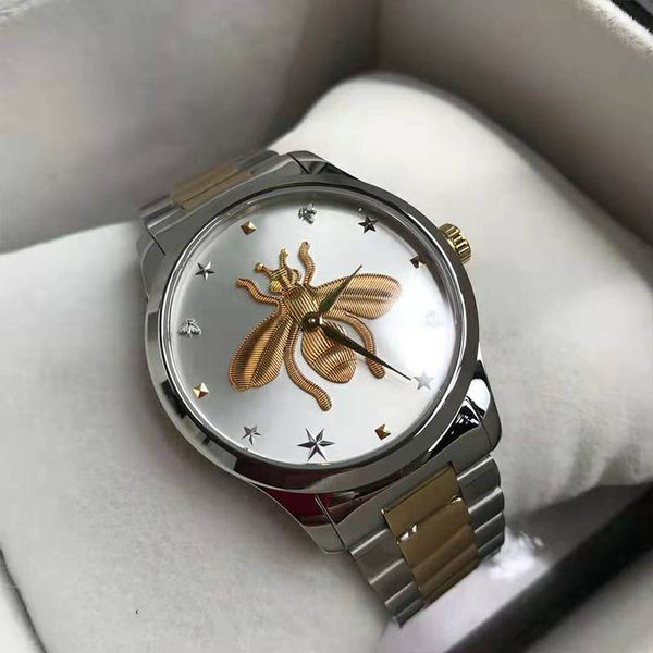 

ultra thin роскошные наручные часы lovers пары стиль классический bee patterns часы 38мм 28мм silver case мужские женские дизайнерские часы, Slivery;brown
