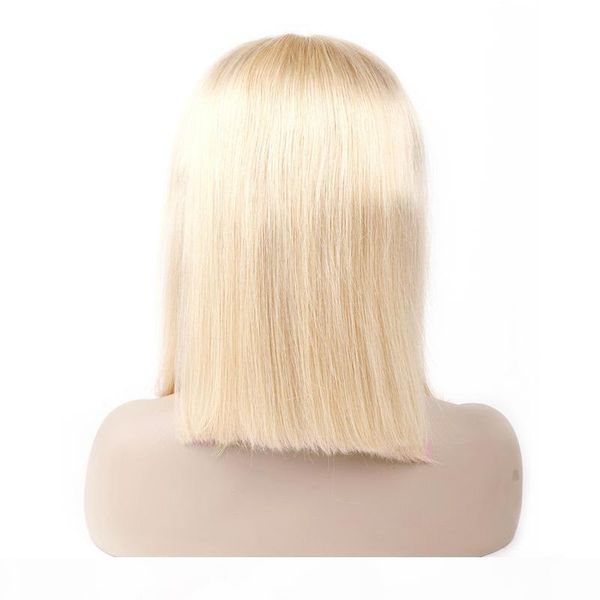 

brazilian human hair 613# blonde silky straight remy hair lace front wigs bob with baby hair pre plucked lace front wigs 10-18" yirubea, Black;brown
