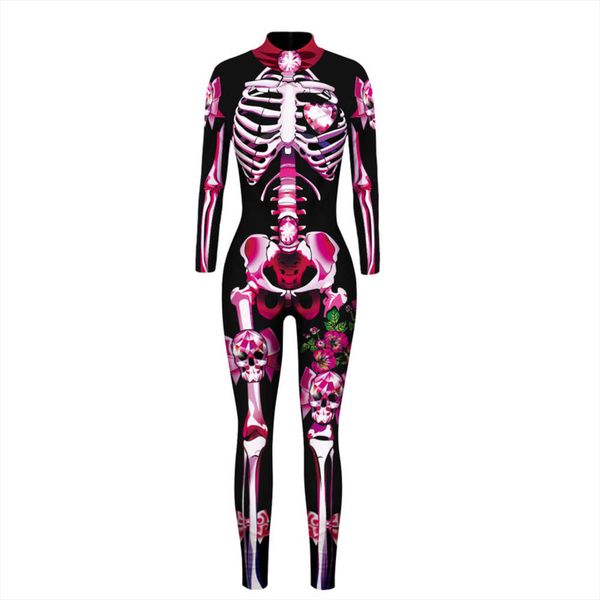 

halloween night skull frame digital print onepiece stage costume, Black;gray