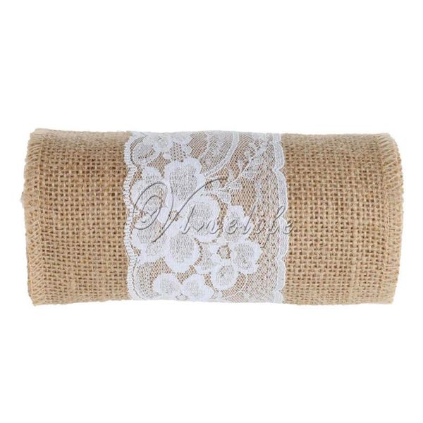 

1piece burlap wedding chair sash 6'' x 94'' handmade burlap ribbon with lace bow tie for party rustic wedding event part