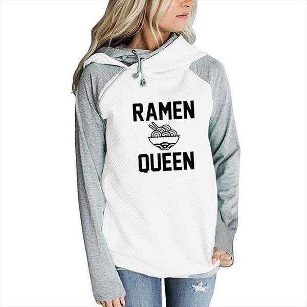 

new fashion ramen queen print sweatshirts hoodies femmes women casual loog sleeve cotton pullovers for woman, Black