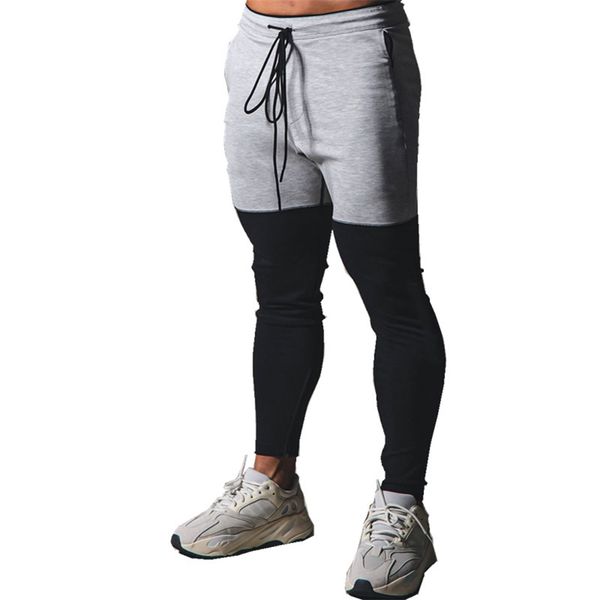 

contrast color mens jogger pants sweatpants man gyms workout fitness cotton trousers male casual fashion skinny track pants lj201103, Black