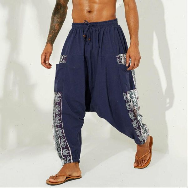 

baggy cotton ethnic harem pants men hip hop women plus size wide leg trousers new casual vintage long pants pantalon hombre 2019, Black