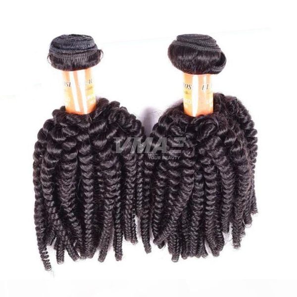 

vmae afro wave brazilian virgin weft natural color soft 3 bundles lot bouncy curly hair extensions 100% human hair weaves, Black