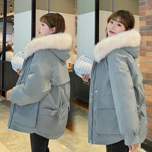 

2020 autumn and winter new down padded jacket women korean short net red big fur collar trend, Black